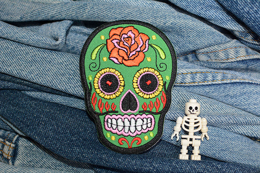 Patch thermocollant tête de mort mexicaine verte 0101