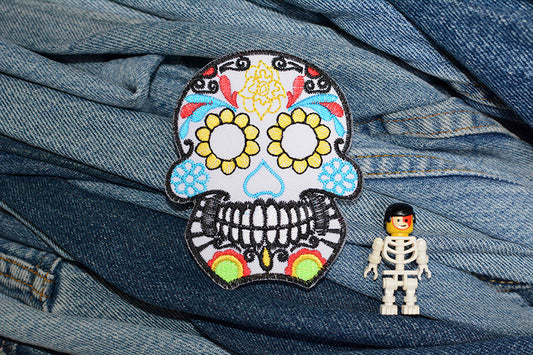 Bohemian Mexican Sugar Skull Iron-On Patch 0108