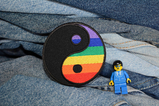 Patch thermocollant Ying Yang arc-en-ciel 0120