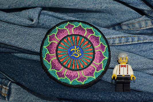 Blooming Purple/Green Ohm Iron-On Patch 0137