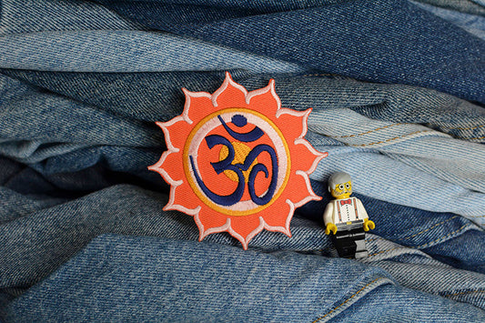 Orange Flower Ohm Iron-On Patch 0141