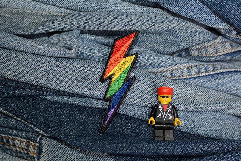 Rainbow Lightning Bolt Iron-On Patch 0179