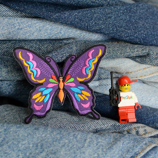Purple Patterned Butterfly Iron-On Patch 0018
