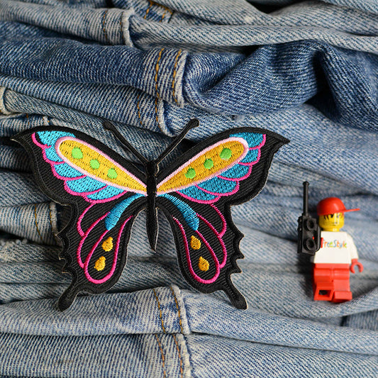 Black Psychedelic Butterfly Iron-On Patch 0019