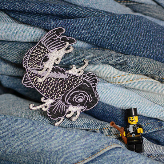 Black Koi Fish Iron-On Patch 0024