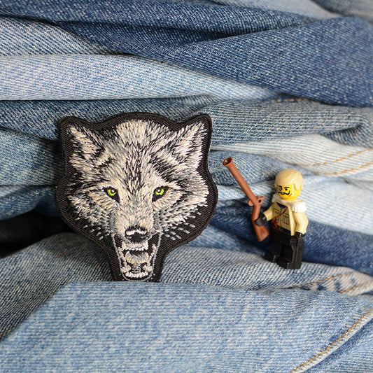 Petit patch thermocollant loup grognant 0030