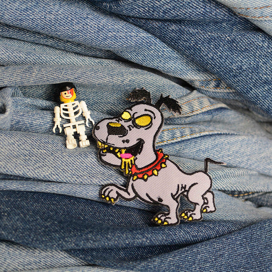 Cartoon Drooling Hound Dog Iron-On Patch 0062