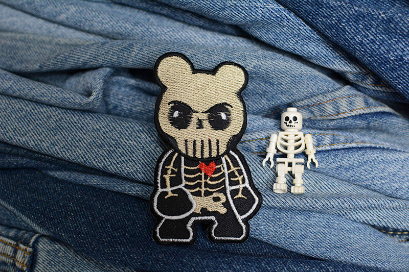 Emo Teddy Bear Iron-On Patch 0112