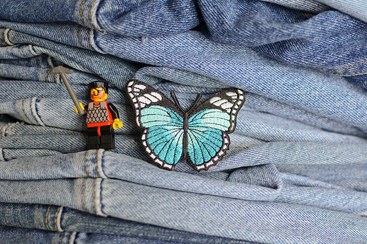Teal Butterfly Iron-On Patch 0013