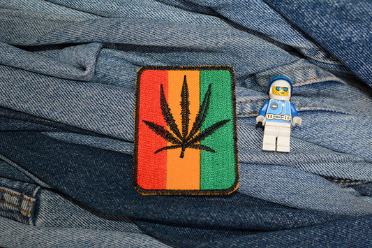 Rastafari Marijuana Rectangle Iron-On Patch 0150
