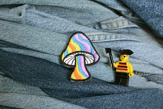 Small Wavy Mushroom Iron-On Patch 0036