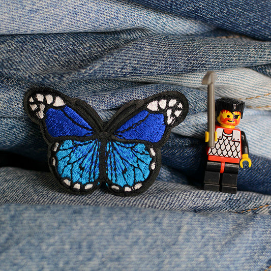 Small Blue Butterfly Iron-On Patch 0058