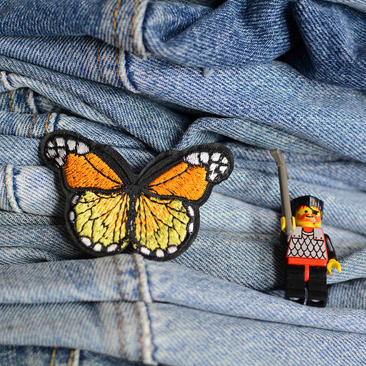 Small Yellow Orange Butterfly Iron-On Patch 0060